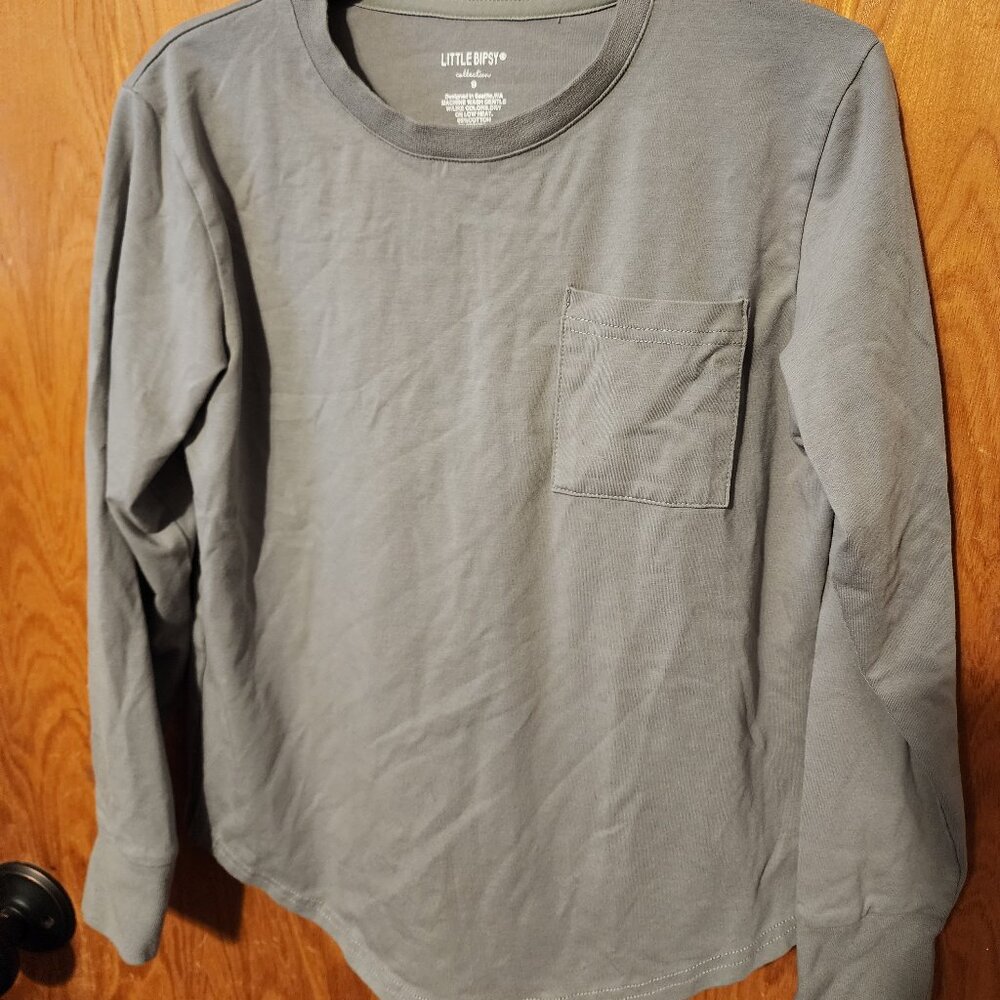Little Bipsy Slate Gray Long Sleeve Pocket Shirt - Size 9